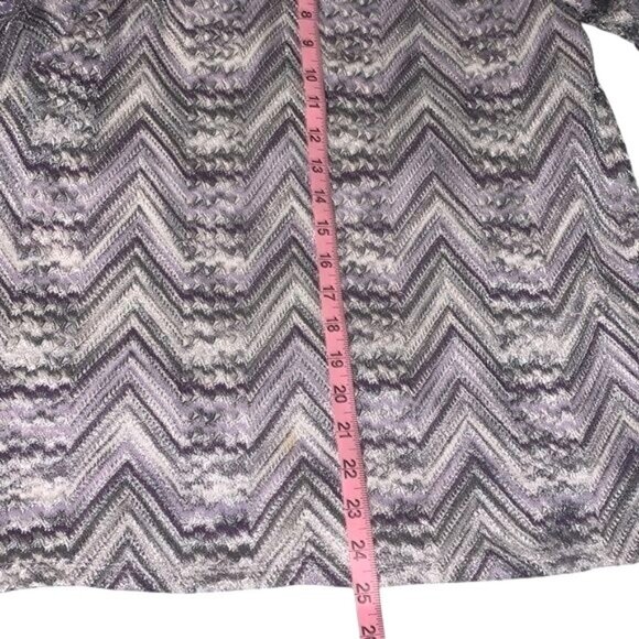 Alfred Dunner Womens Chevron Knit Top With 3/4 Sleeves Purple & Silver Size L So - Picture 8 of 8